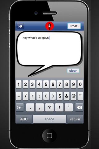 SocialSpeech: Speech-to-Text and Voice Recognition for Facebook Status Updates and Twitter Tweets screenshot 3
