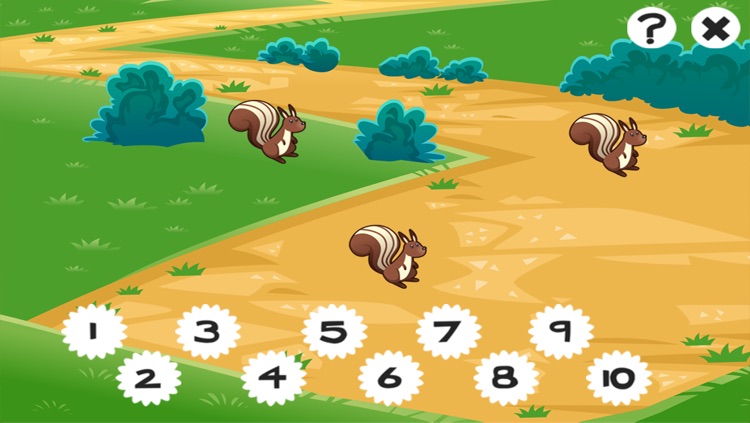 Forest counting game for children: Learn to count the numbers 1-10 with the animals of the woods