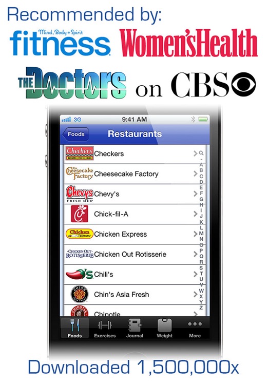 Nutrition Menu - Calorie, Exercise, Weight & Water Tracking