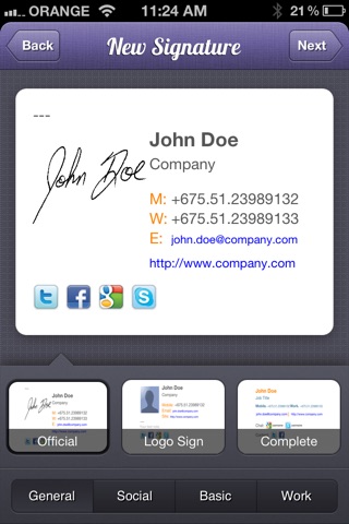 Signatures - email personality screenshot 2