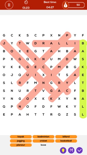 French Word Searches - Vocabulary Swipe 