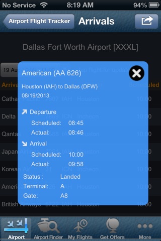 Dallas Fort Worth Airport (DFW) Flight Tracker Radar screenshot 3