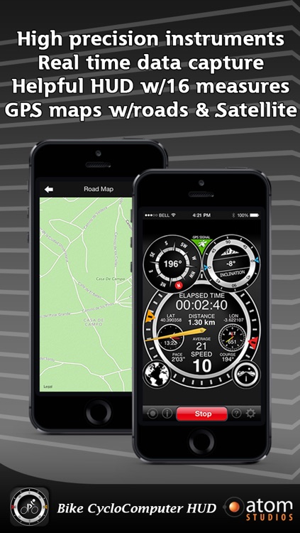 Bike CycloComputer HUD - gps, odometer, altimeter, inclinometer and maps computer for your bike
