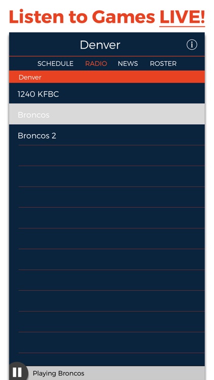 Denver Football Radio & Live Scores