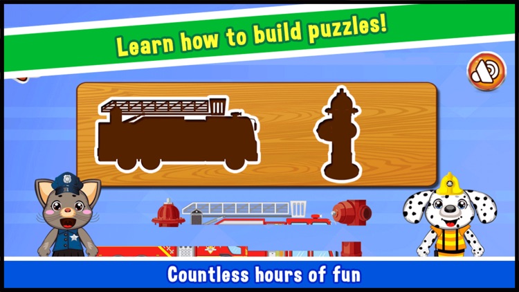 Kids Vehicle Educational Puzzle Games for Preschool - toddler learning about animal fire truck, train, car and much more!