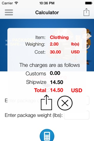 Shipwize Calculator screenshot 2