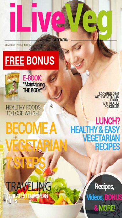 'iLiveVeg: The Magazine For Cooking Light with Mediterranean Diet and Raw Food Recipes for Dinner screenshot-0