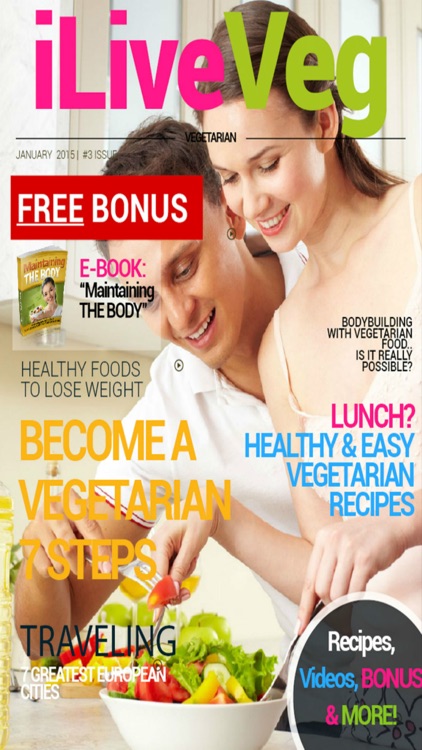 'iLiveVeg: The Magazine For Cooking Light with Mediterranean Diet and Raw Food Recipes for Dinner