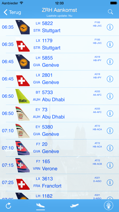 Flughafen Zürich - iPlane Fluginformationen Screenshot 1