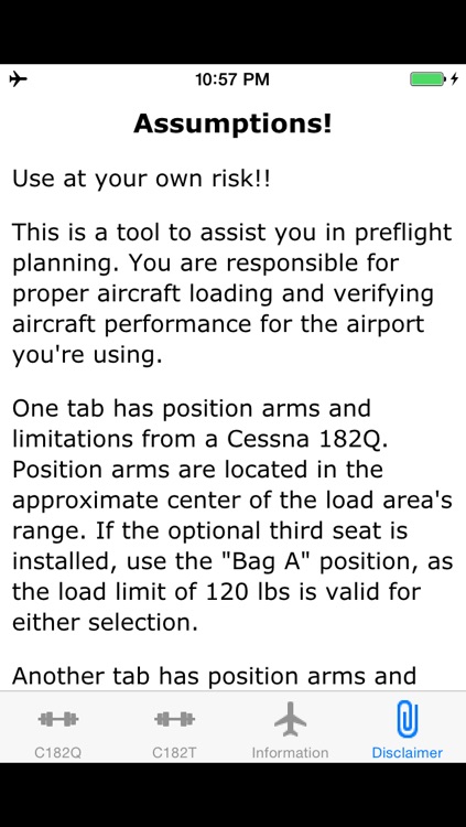 Skylane C182Q and C182T Weight and Balance Calculator screenshot-4