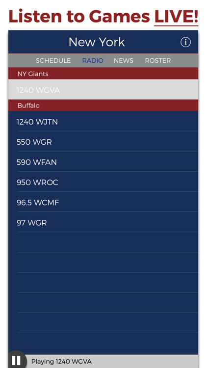 New York Football Radio & Live Scores