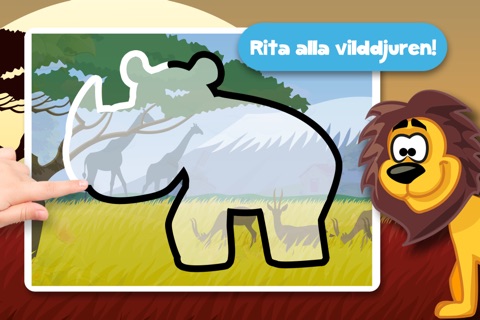 Kids Puzzle Teach me Tracing & Counting with Wild Animals Cartoon: Draw your own giraffe, zebra, hippo and lion and learn all about the safari screenshot 4