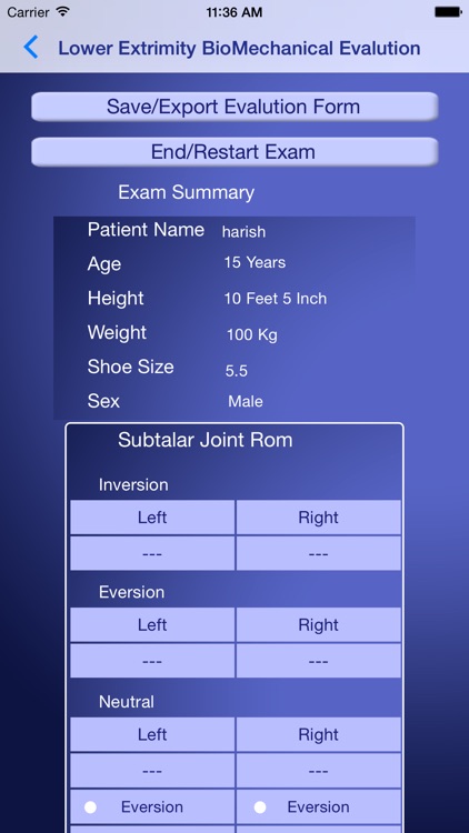 Biomechanical Evaluation