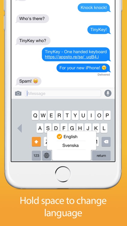 TinyKey - One handed keyboard for iPhone 6 & 6 Plus