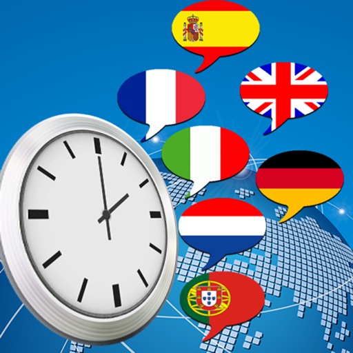 Multilingual speaking clock icon