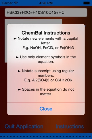 ChemBal Chemical Equation Balancer screenshot 3