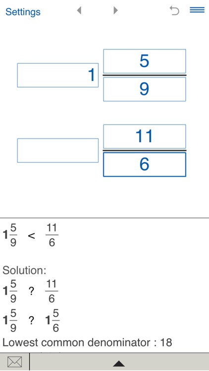 Compare fractions calculator