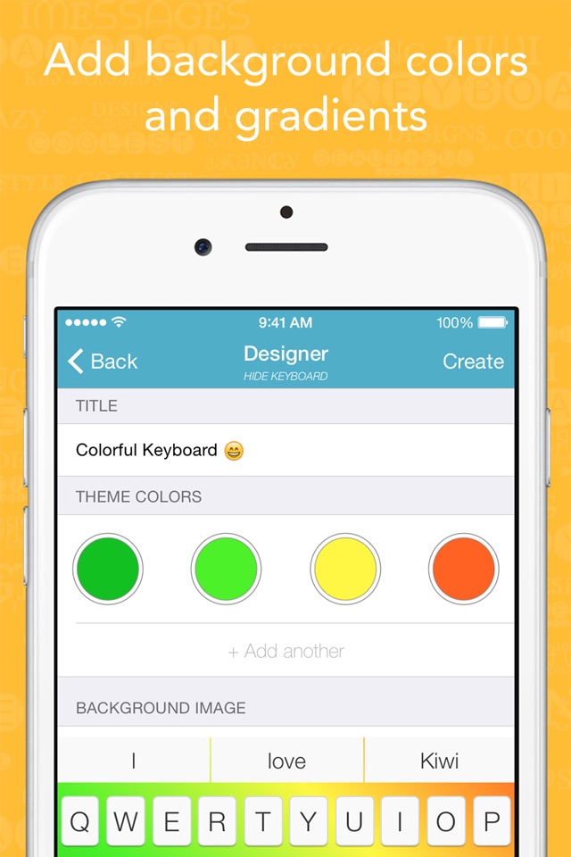Kiwi - Colorful, Custom Keyboard Designer with Emoji for iOS 8 screenshot 2