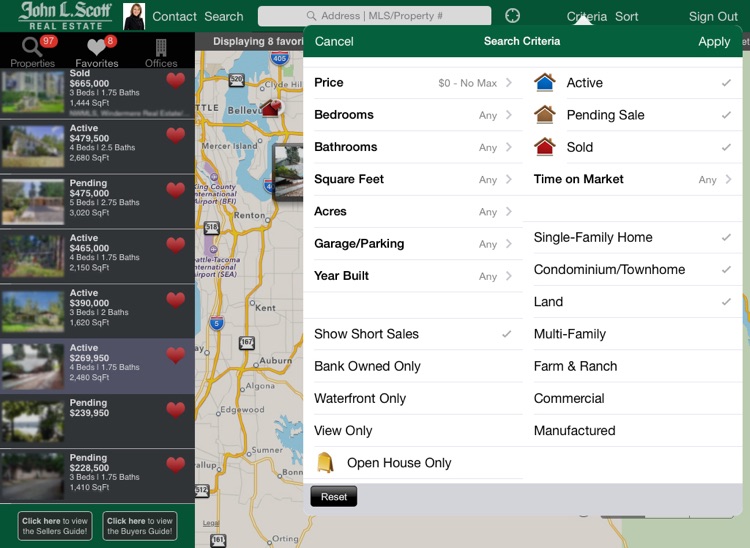 John L. Scott Real Estate GPS Home Search for iPad