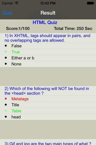 HTML Quiz screenshot 2