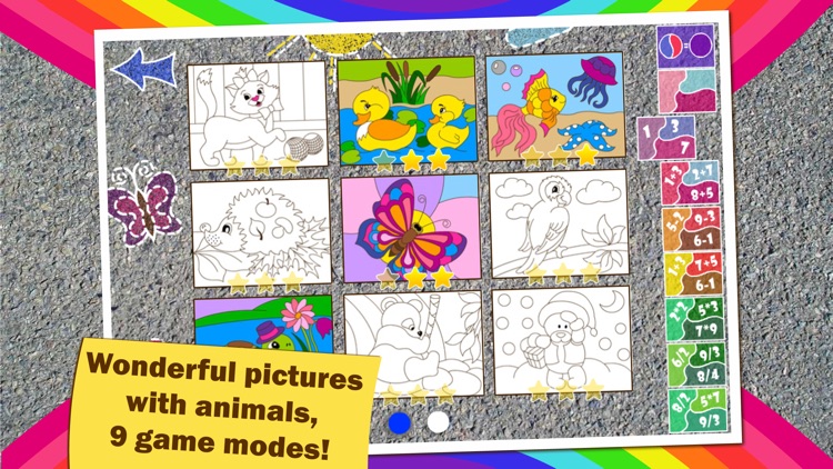 Colorful math Free «Animals» — Fun Coloring mathematics game for kids to training multiplication table, mental addition, subtraction and division skills! screenshot-3