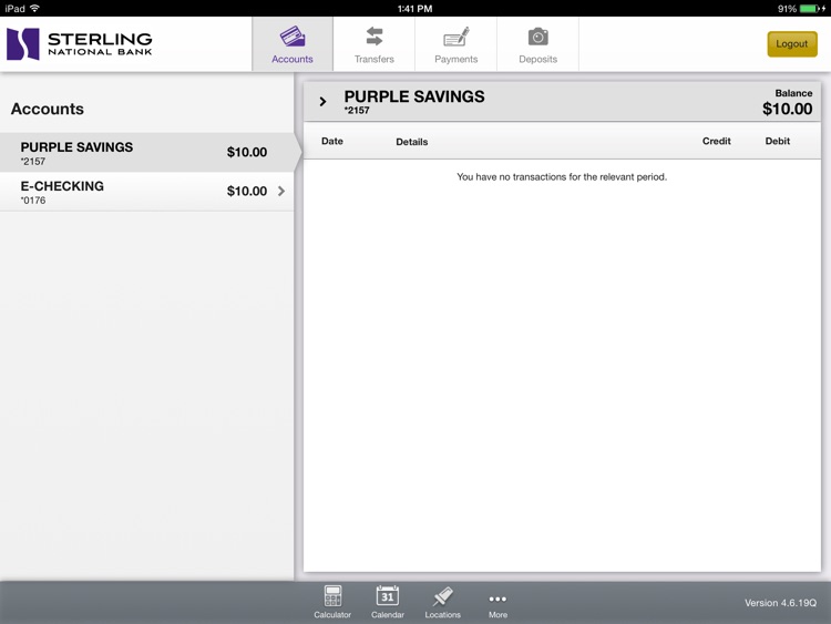 Personal Mobile Banking for iPad