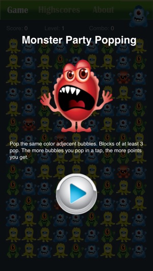 Monster Party Popping Puzzle Game Free -