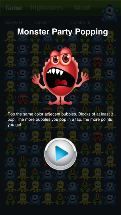 Monster Party Popping Puzzle Game Free - Halloween edition