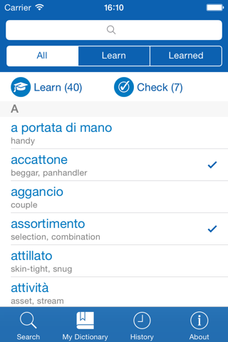 Italian−English dictionary screenshot 3