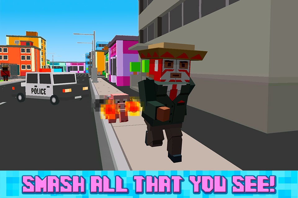 Blockhead Pig City Rampage 3D screenshot 3