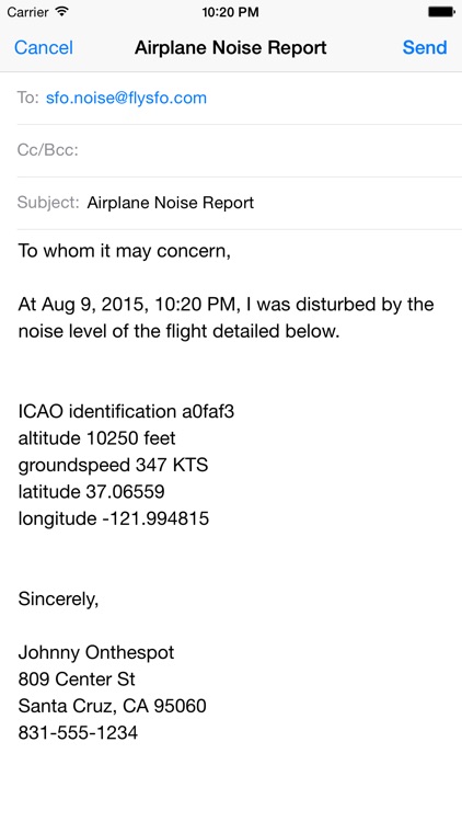 Airplane Noise Reporter