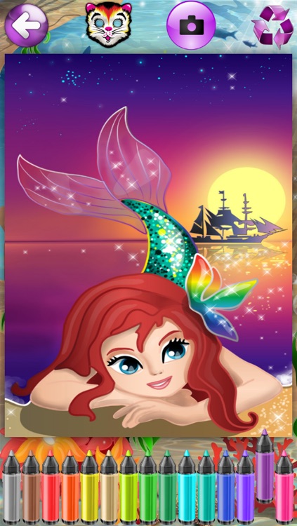 Mermaid Princess Coloring Pages for Girls and Games for Ltttle Kids