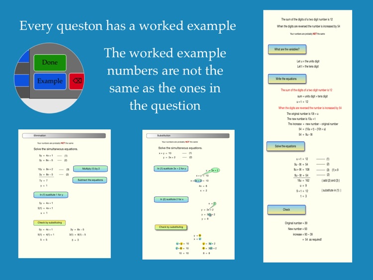 Simultaneous Equations - substitution, elimination, and problem solving screenshot-3