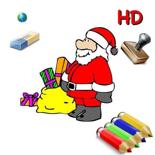 Christmas colorings for kids with colored pencils - 36 drawings to color with Santa Claus, christmas trees, elves, and more - FREE iOS App