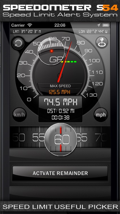 Speedometer s54 (Speed Limit Alert System) screenshot-3