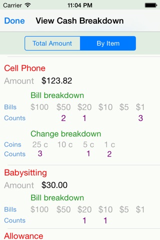 Cash Breakdown screenshot 3