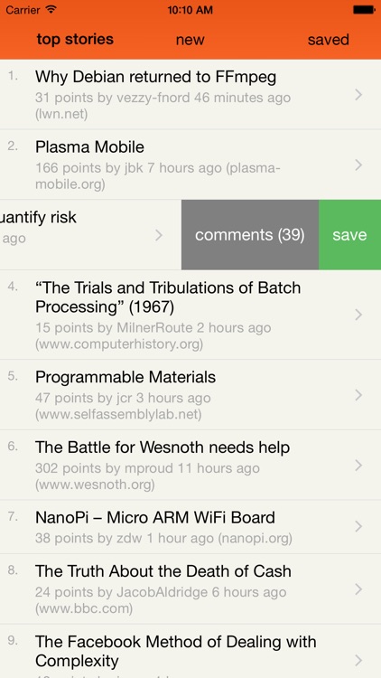 Y Hourly - a free Hacker News app for news.ycombinator.com