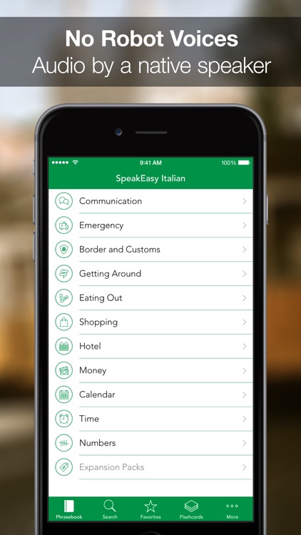 SpeakEasy Italian ~ Offline Phrasebook and Flashcards with Native Speaker Voice and Phonetics screenshot-0