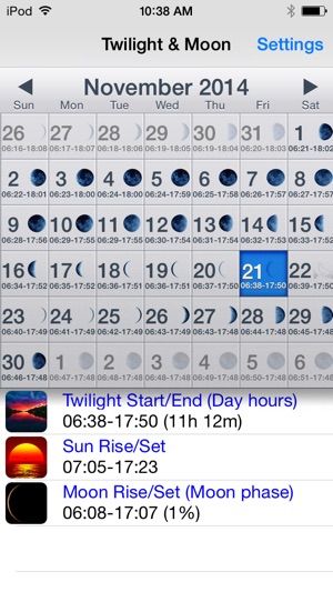 Twilight & Moon Calendar(圖3)-速報App