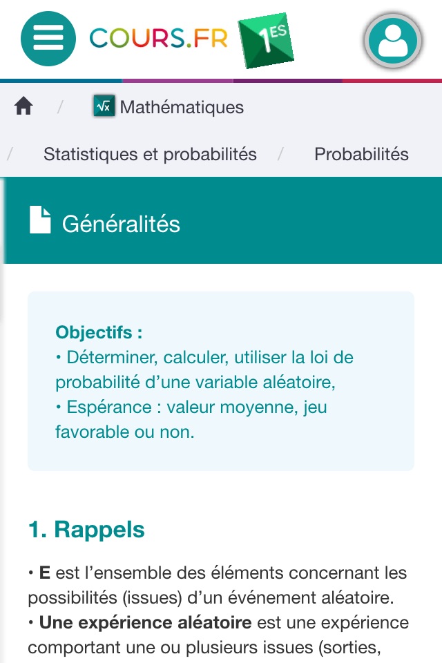 Cours.fr 1ES screenshot 3