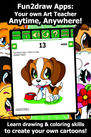 Learn to Draw Popular Dogs Cats - Draw and Color Easy Animals - Cartoon Art Lessons - Fun2draw™ Dogs and Cats Lv2 screenshot 4
