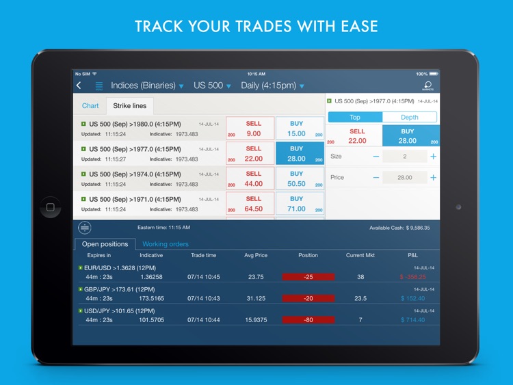 Nadex Binary Options for iPad screenshot-3