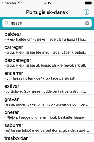 Portugisisk-Dansk ordbog screenshot 3