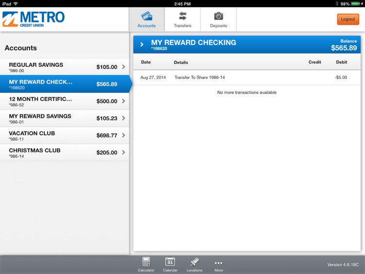 Metro Credit Union for iPad
