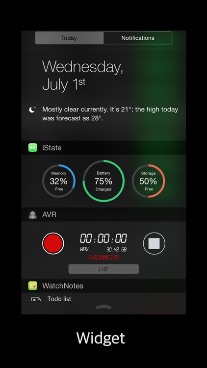 iState - Glance at Battery,Memory,Storage Notification