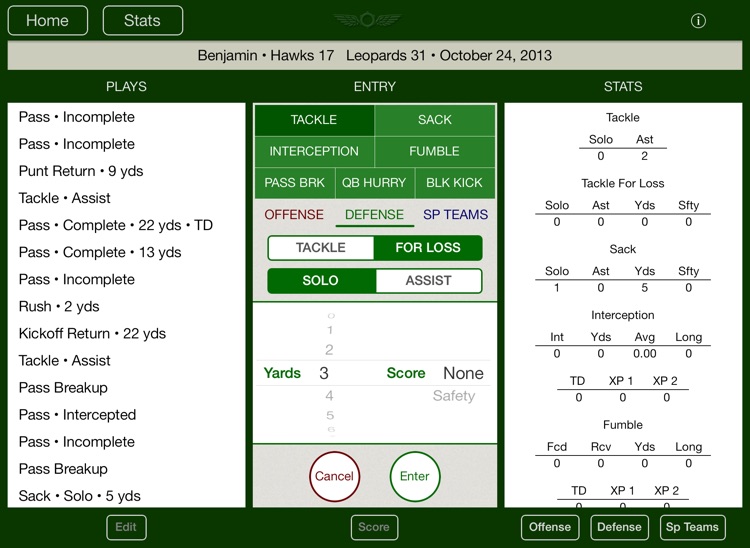 Stat Tap Football HD