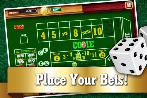 Monte Carlo Craps FREE - Addicting Gambler's Casino Table Dice Game screenshot 2