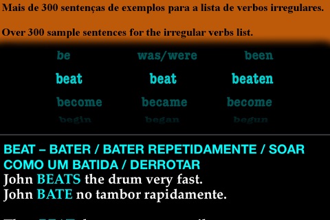 iRRegular Verbs - Português Inglês - English Portuguese screenshot 2