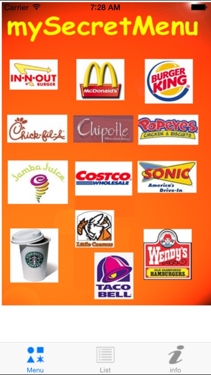 mySecretMenu - Fast food hidden menus