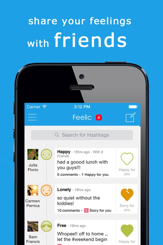 Feelic - Mood Tracker, Share, Text & Chat with Friends screenshot 2
